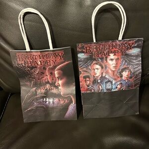 Stranger Things Themed Gift Bags 18 Bags, 6 of Each Design 6X8X3 Inches New